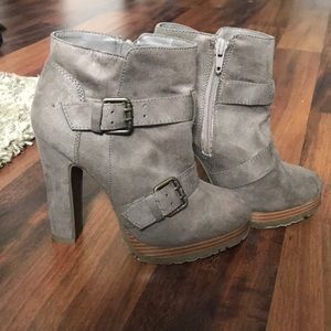 Tan heeled ankle booties